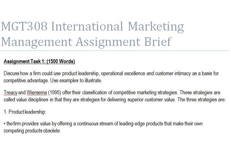 MGT308 International Marketing Management Assignment Brief
