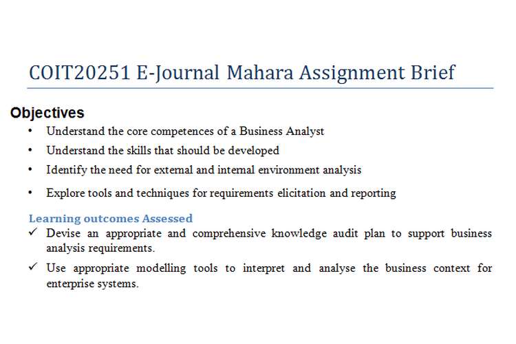 COIT20251 E-Journal Mahara Assignment Brief