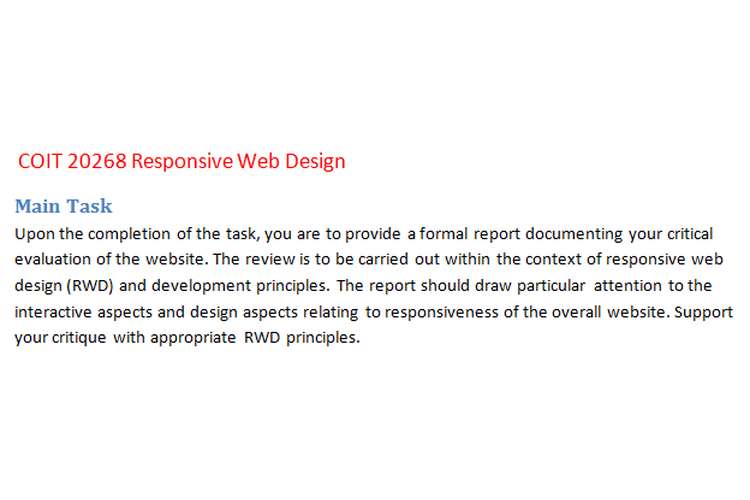 COIT20268 Responsive Web Design Assignment Brief