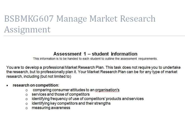 BSBMKG607 Manage Market Research Assignment