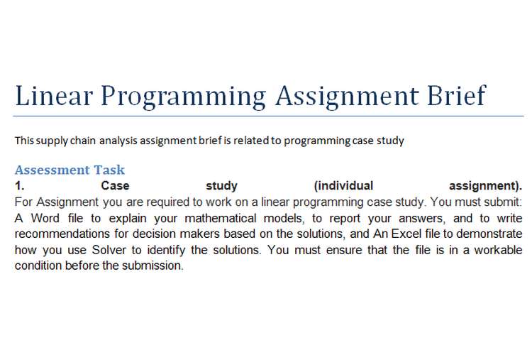 Linear Programming Assignment Brief