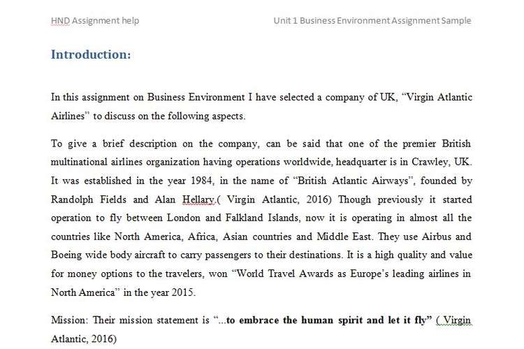 unit 1 business and the business environment assignment sample