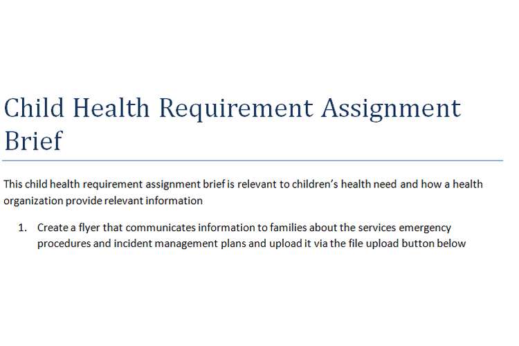 Child Health Requirement Assignment Brief