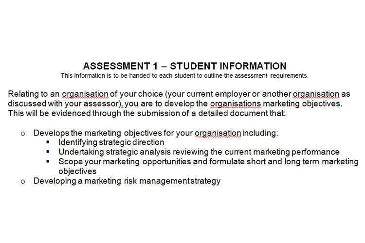 BSBMKG608 Develop organizational marketing objectives Assignment Brief