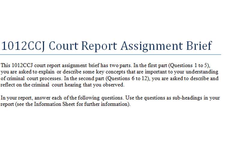 1012CCJ Court Report Assignment Brief