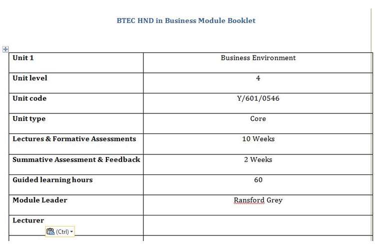 Business environment assignment brief