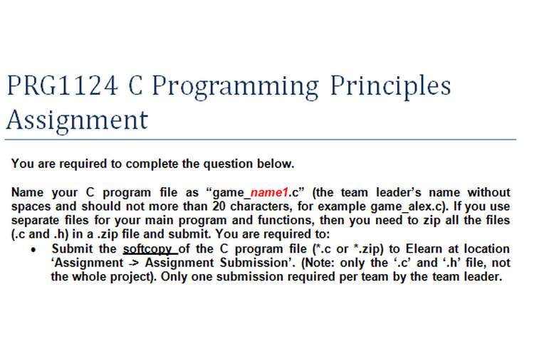 PRG1124 C Programming Principles Assignment