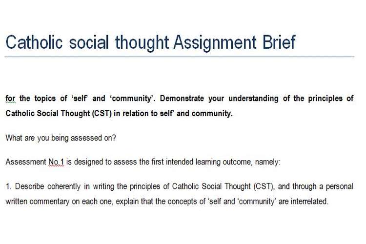 Catholic social thought Assignment Brief