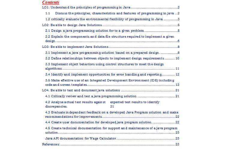 programming in Java Assignment Sample