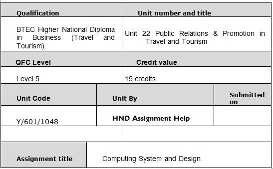 Unit 22 Public Relations & Promotion in Travel and Tourism Assignment