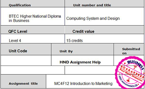 MC4F12 Introduction to Marketing Assignment