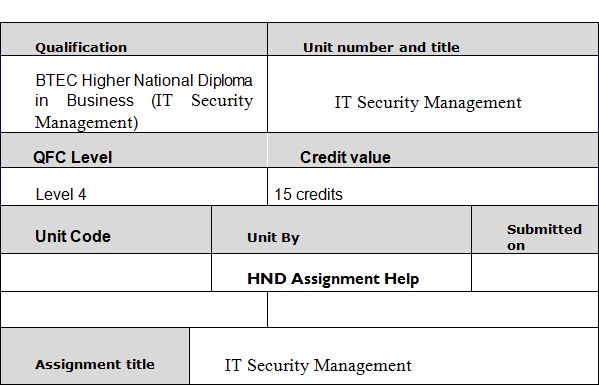 Unit 48 IT Security Management Assignment
