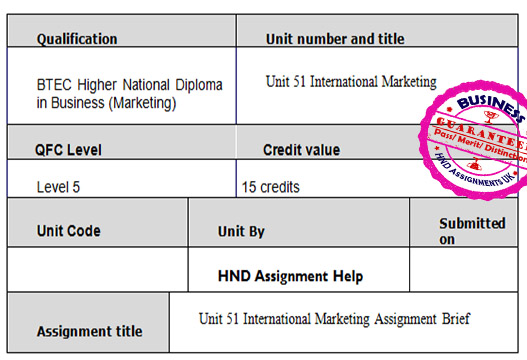 Unit 51 International Marketing Assignment Brief