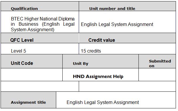 Unit 25 English Legal System Assignment