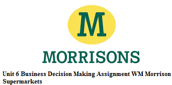 Unit 6 Business Decision Making Assignment WM Morrison Supermarkets 