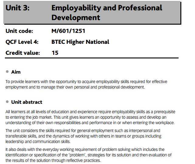 unit 3 employability and professional development locus help employability skills checklist
