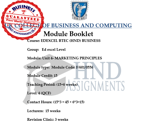 UK COLLEGE Unit 4 marketing principles