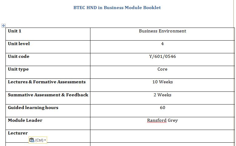 Business Environment - Primark Assignment brief