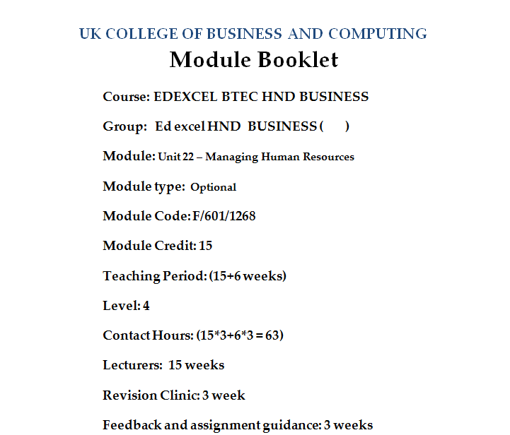 Managing Human Resources Assignment Brief