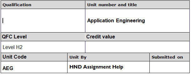 Application Engineering Assignment Brief