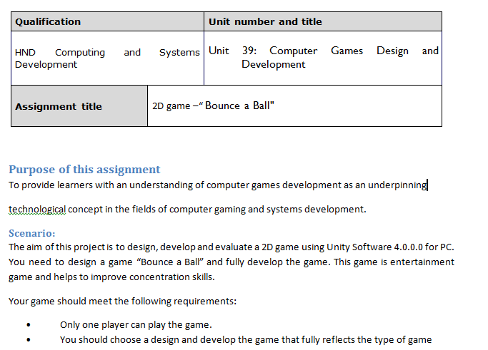 unit 8 computer games development assignment 1