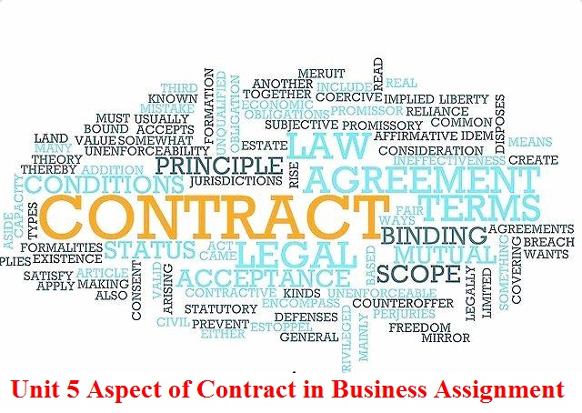 Unit 5 Aspect of Contract in Business Assignment