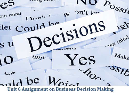 Unit 6 Assignment on Business Decision Making