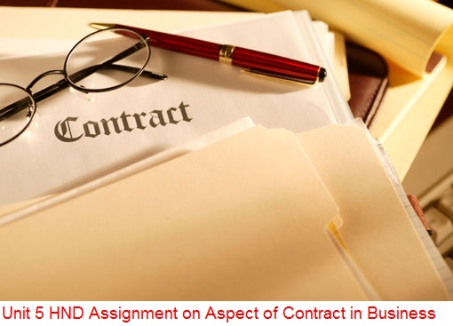 Unit 5 Assignment on Aspect of Contract in Business