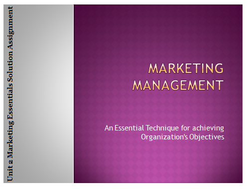 Unit 2 Marketing Essentials Solution Assignment