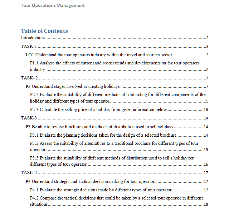 Tour Operations Management