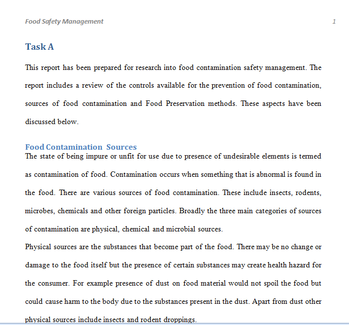 Food Safety Management