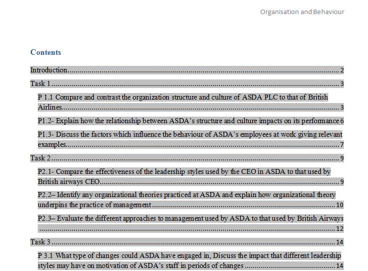Unit 3 Organisation and Behaviour Sample  Assignment 
