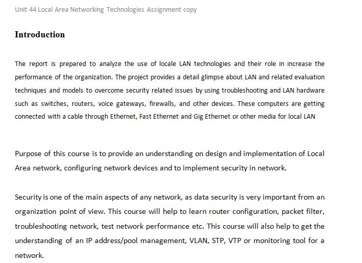 Unit 44 Local Area Networking Technologies Assignment copy