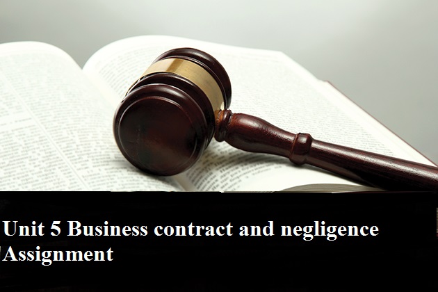 Unit 5 Business contract negligence Assignment
