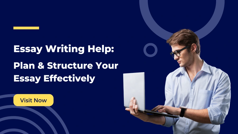 Man with laptop working on Essay Writing Help